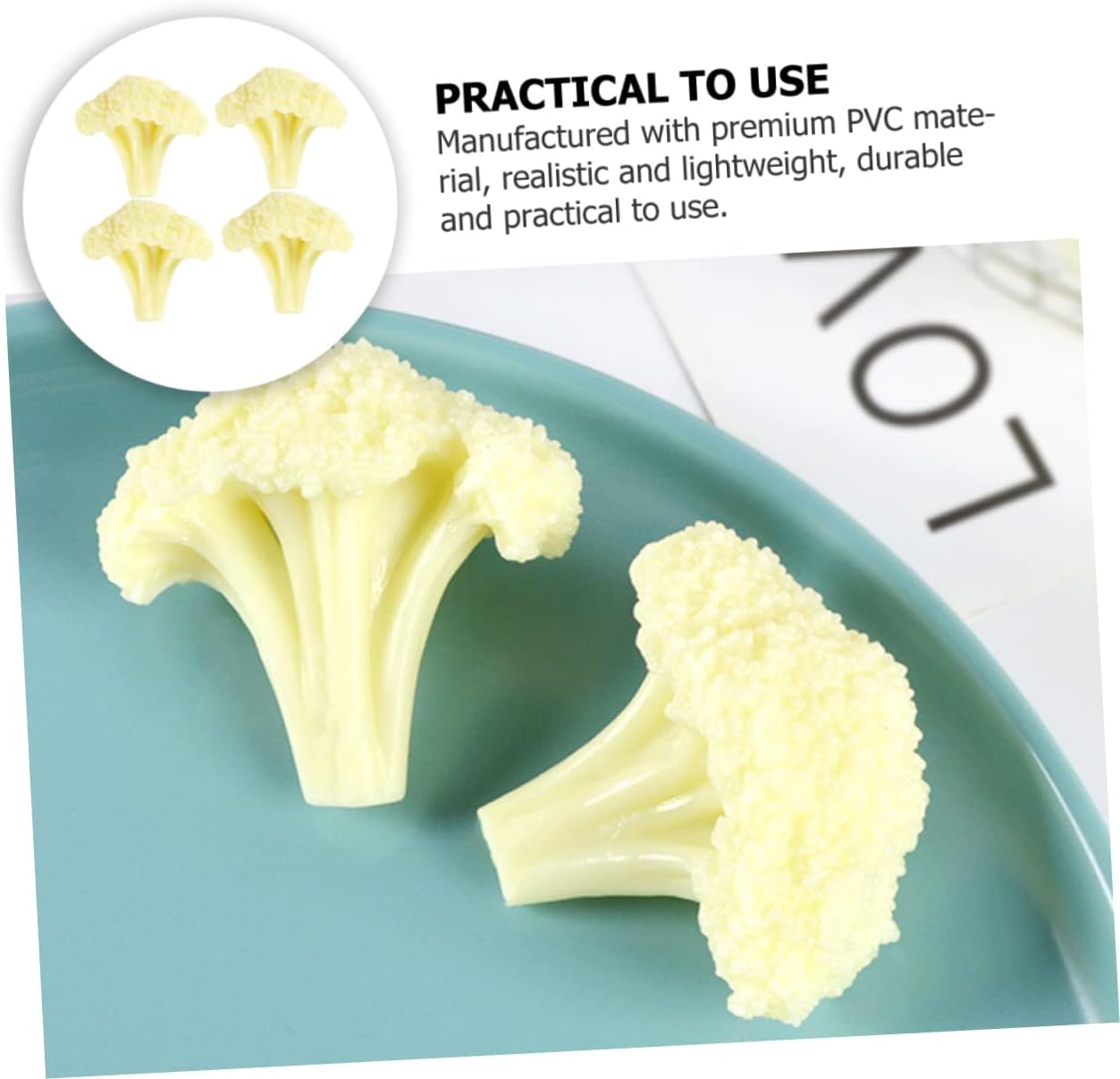 Amosfun Artificial Cauliflower Broccoli Slices 16 Pack