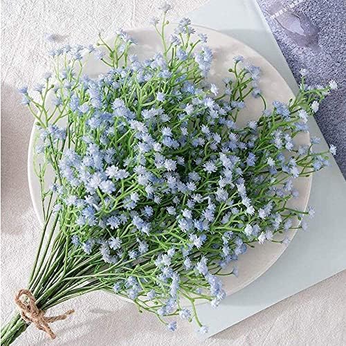 LYLYFAN Babys Breath Artificial Flowers 12Pcs Blue Gypsophila Wedding Decoration