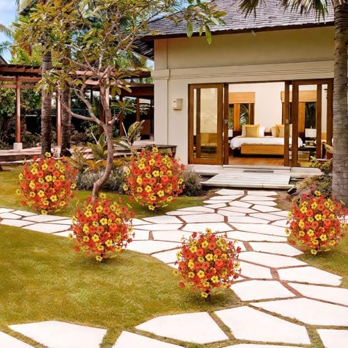 ICX 2 Pack 236 Artificial Boxwood Topiary Balls with Ground Spikes