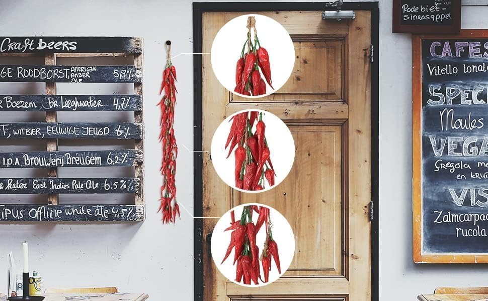 10pack Realistic Artificial Chili Peppers Hanging Decor