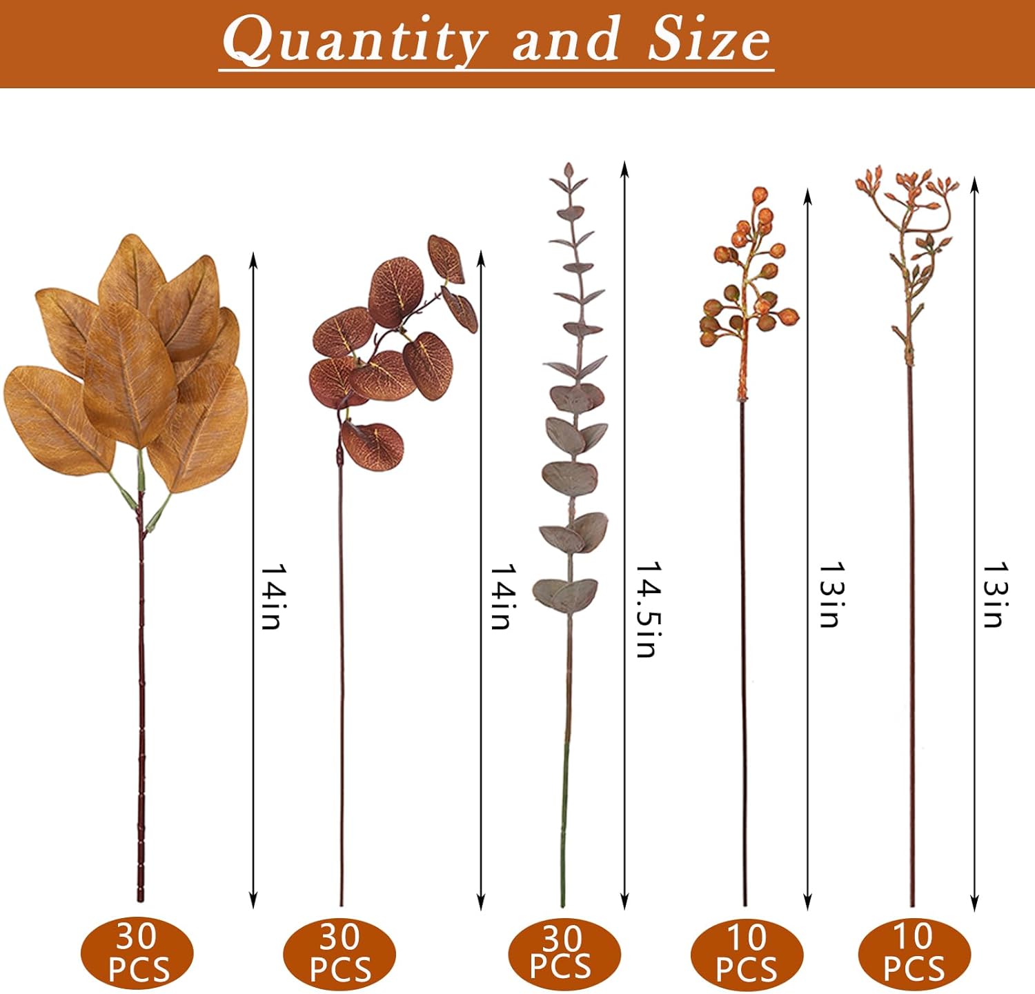 110 Pcs 5 Kinds Mixed Artificial Eucalyptus Stems and Faux Berries