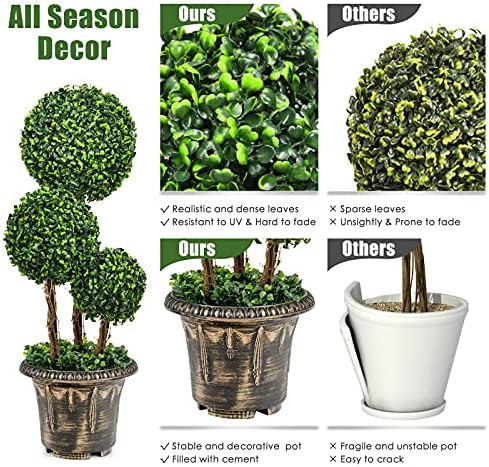 Goplus 25 Ft Artificial Boxwood Topiary Decor