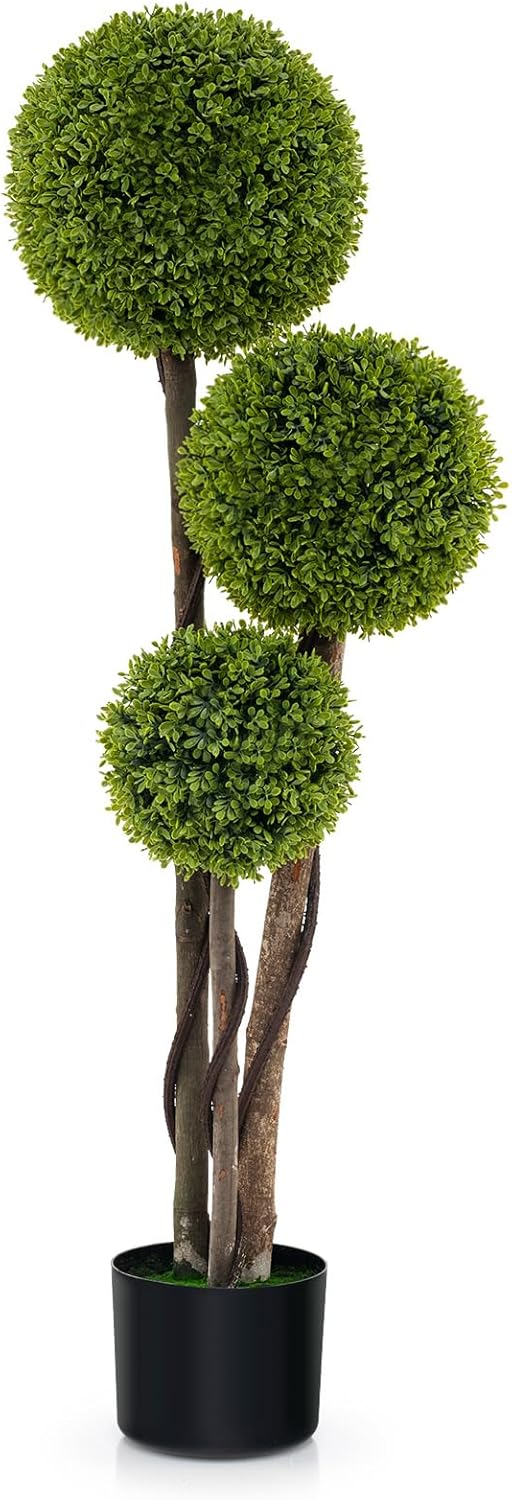 Goplus 4ft Artificial Boxwood Topiary Ball Tree