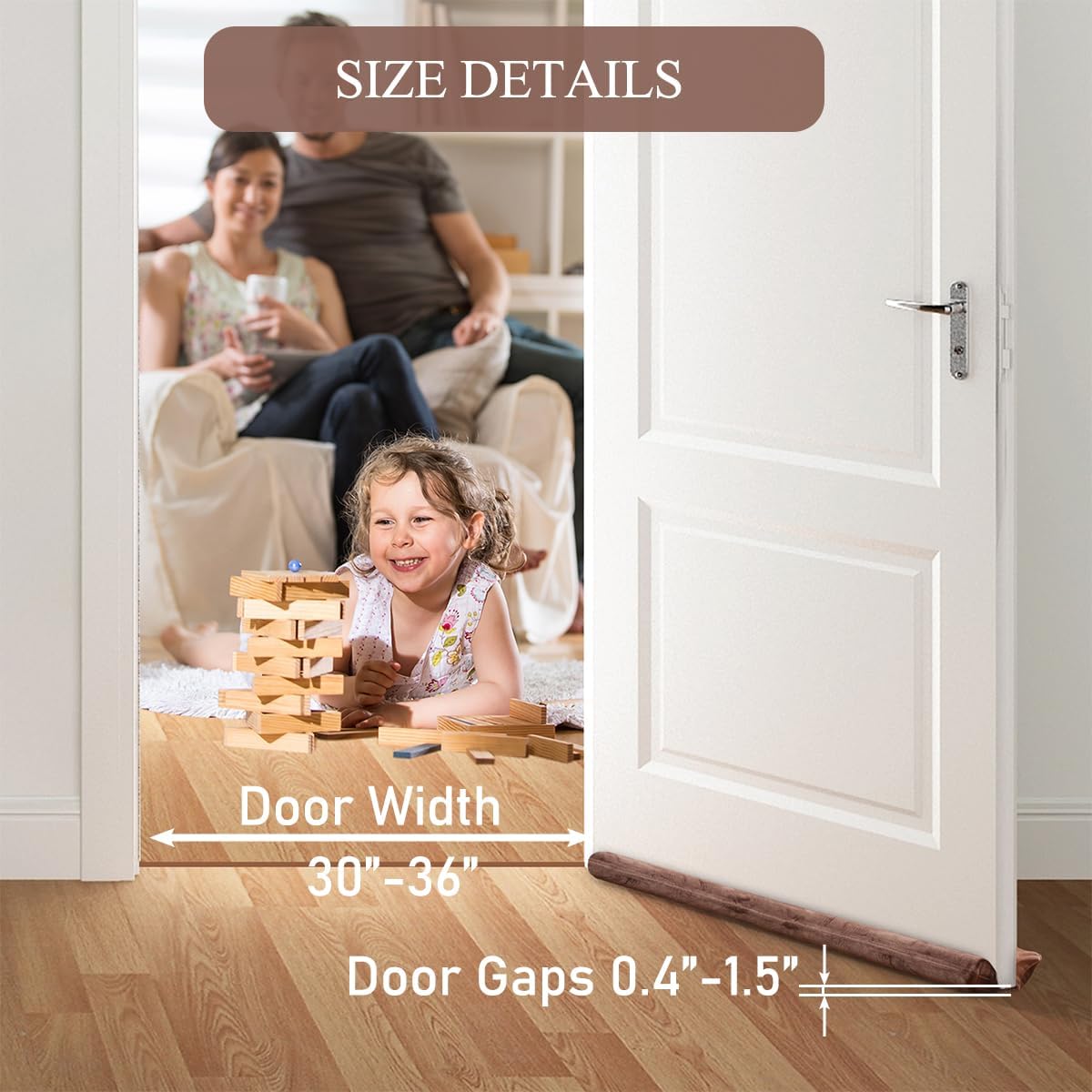 GDHOMM Door Draft Stopper 30-36 Inch Adjustable