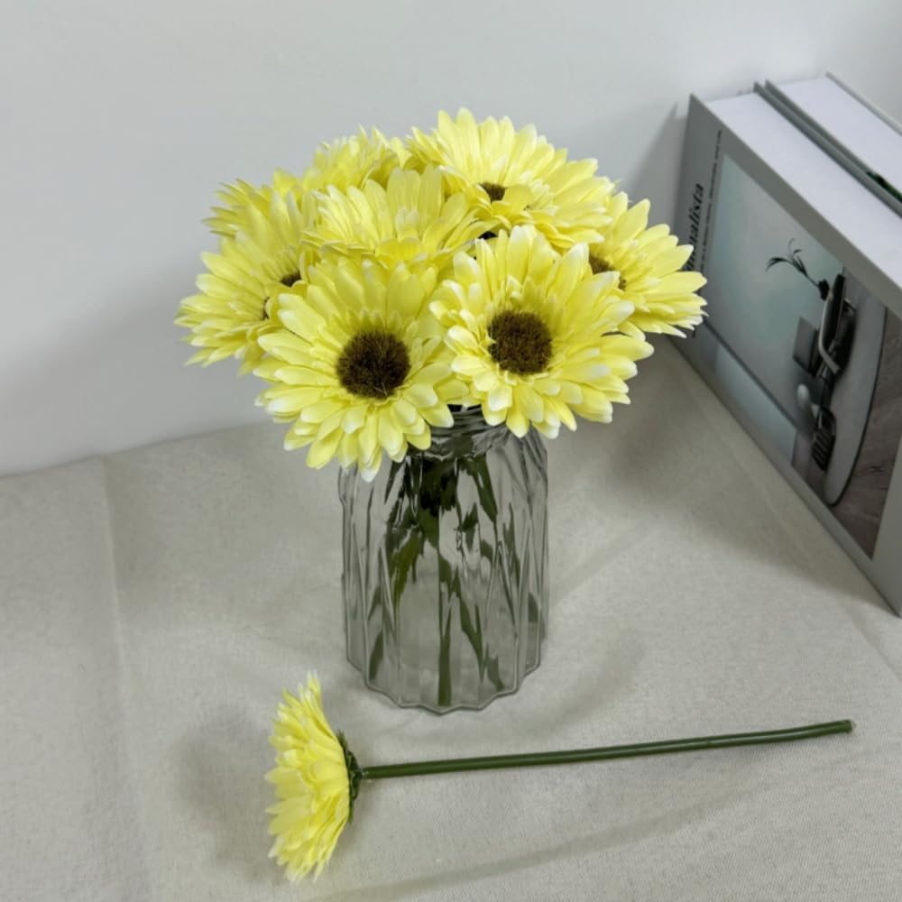 10PCS Artificial Daisy Silk Flowers for Home Decor Yellow