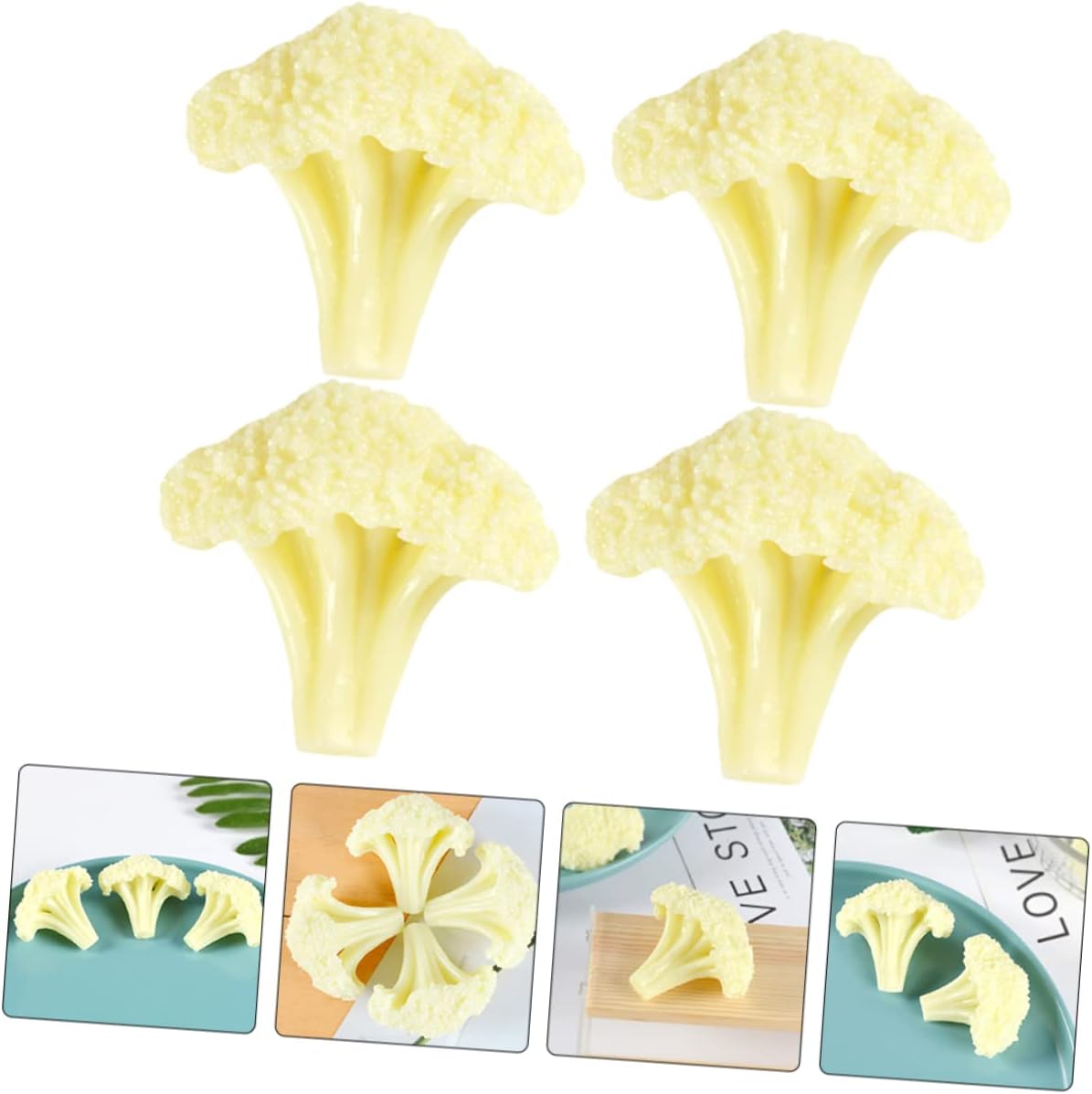 Amosfun Artificial Cauliflower Broccoli Slices 16 Pack