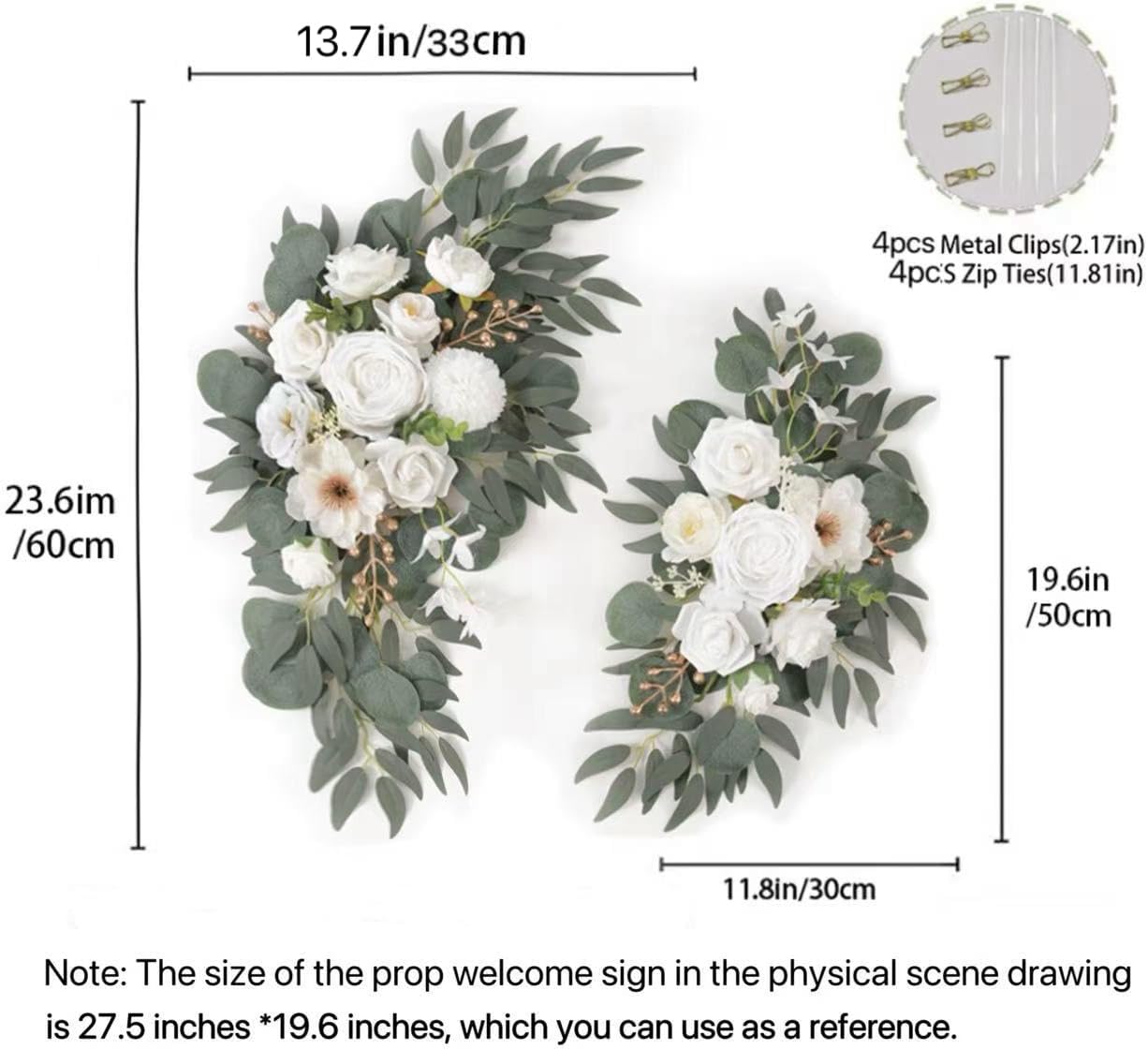 Faux Flower Swag Set of 2 for Wedding Decor