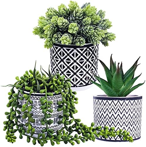 Winlyn 3 Pcs Artificial Succulent Plants Set