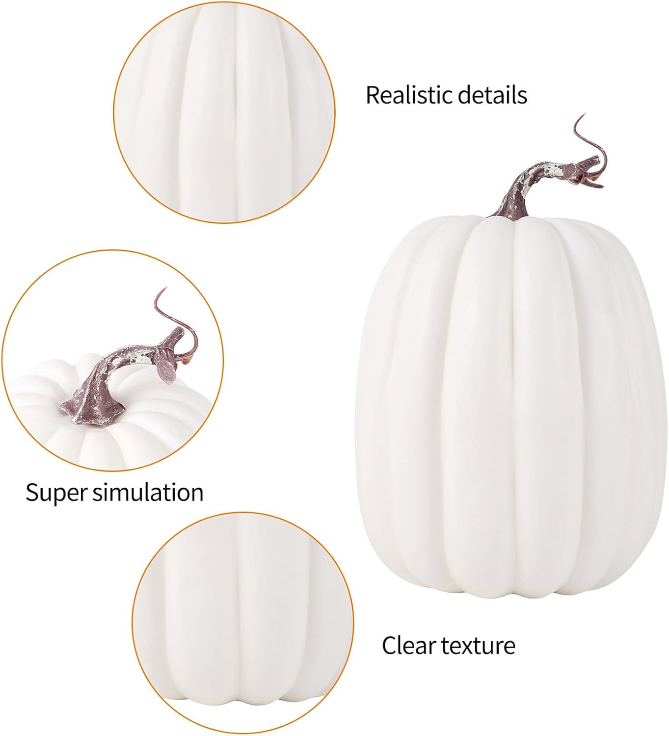 Large Fake Pumpkins for Fall Decor White 21cm15cm