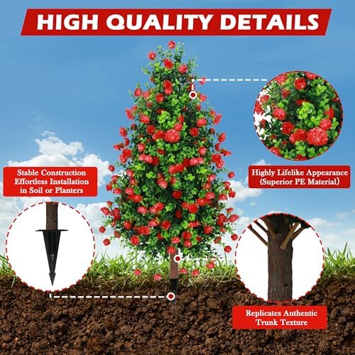 Sunnyglade 2 Pack 275 Inch Artificial Rose Topiary Trees
