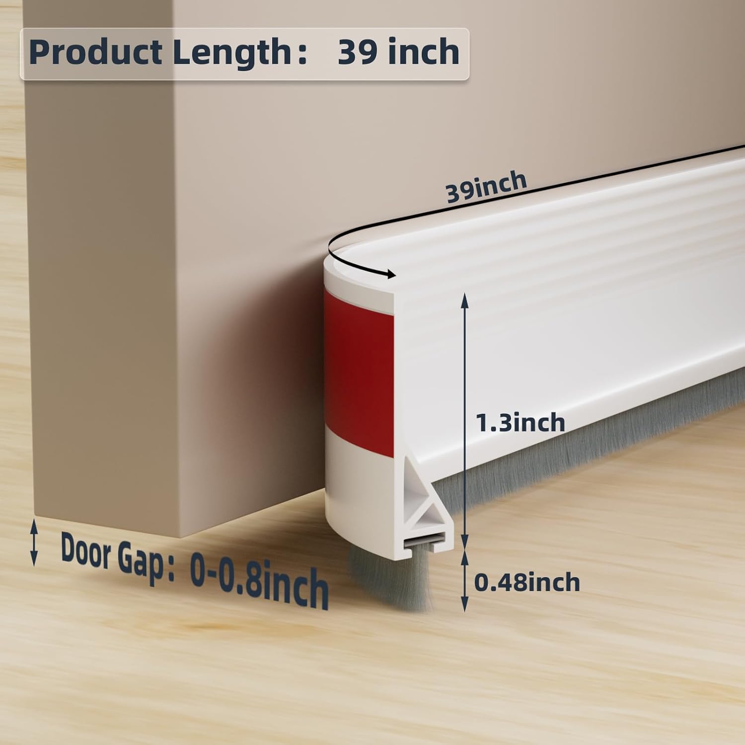 39 Inch Door Sweep with Brush and Silicone Seal