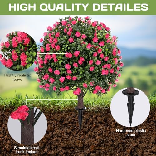 Artificial Pink Camellia Topiary Ball Tree 25 Set of 2