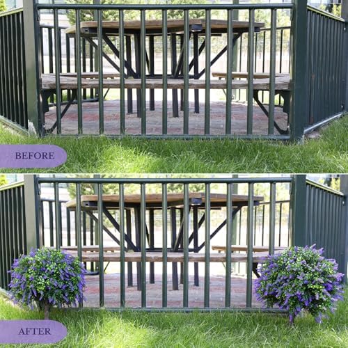 CAZZOVA Artificial Lavender Topiary Balls 2 Pack UV Resistant