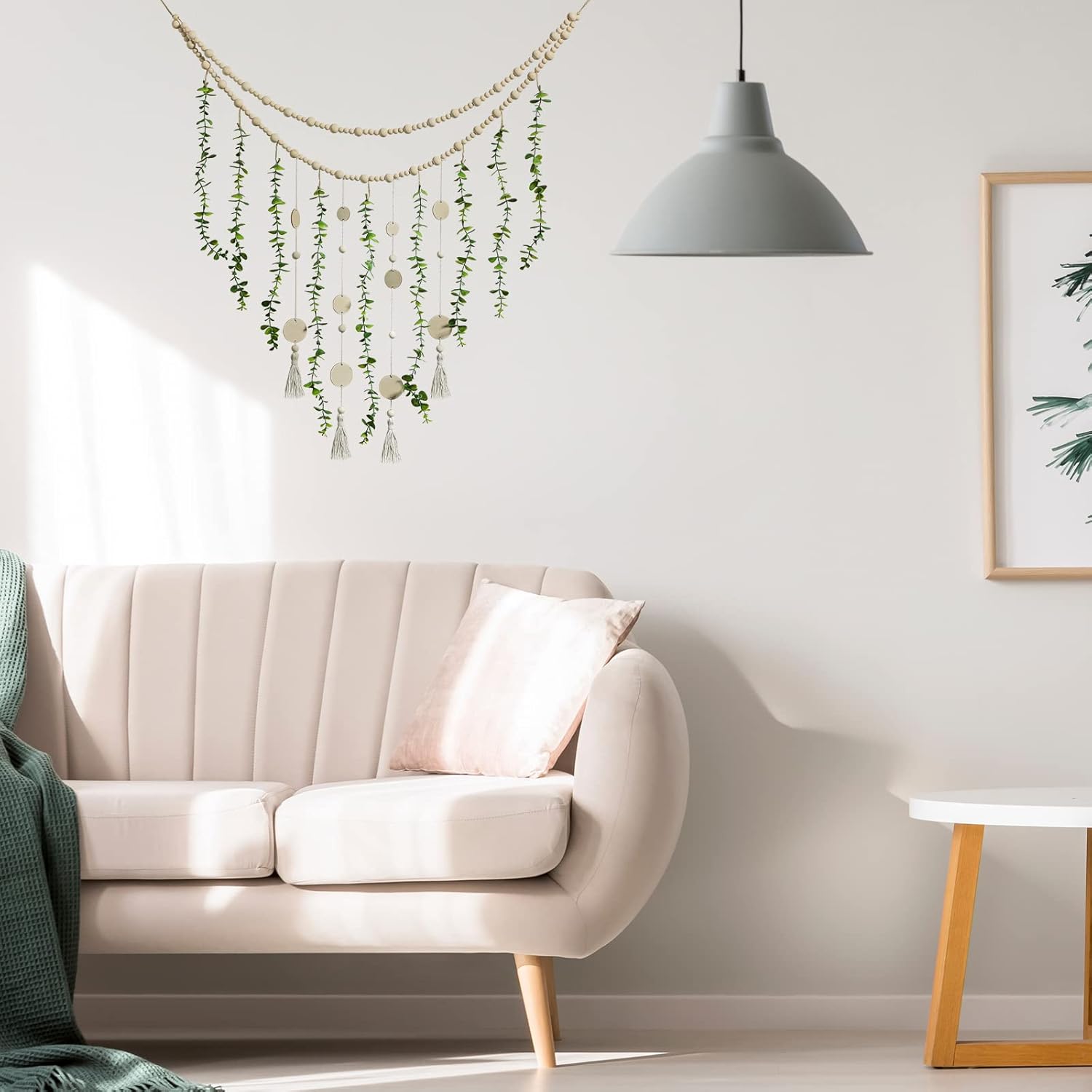 Jetec Boho Wall Hanging with Wooden Beads and Eucalyptus Leaves