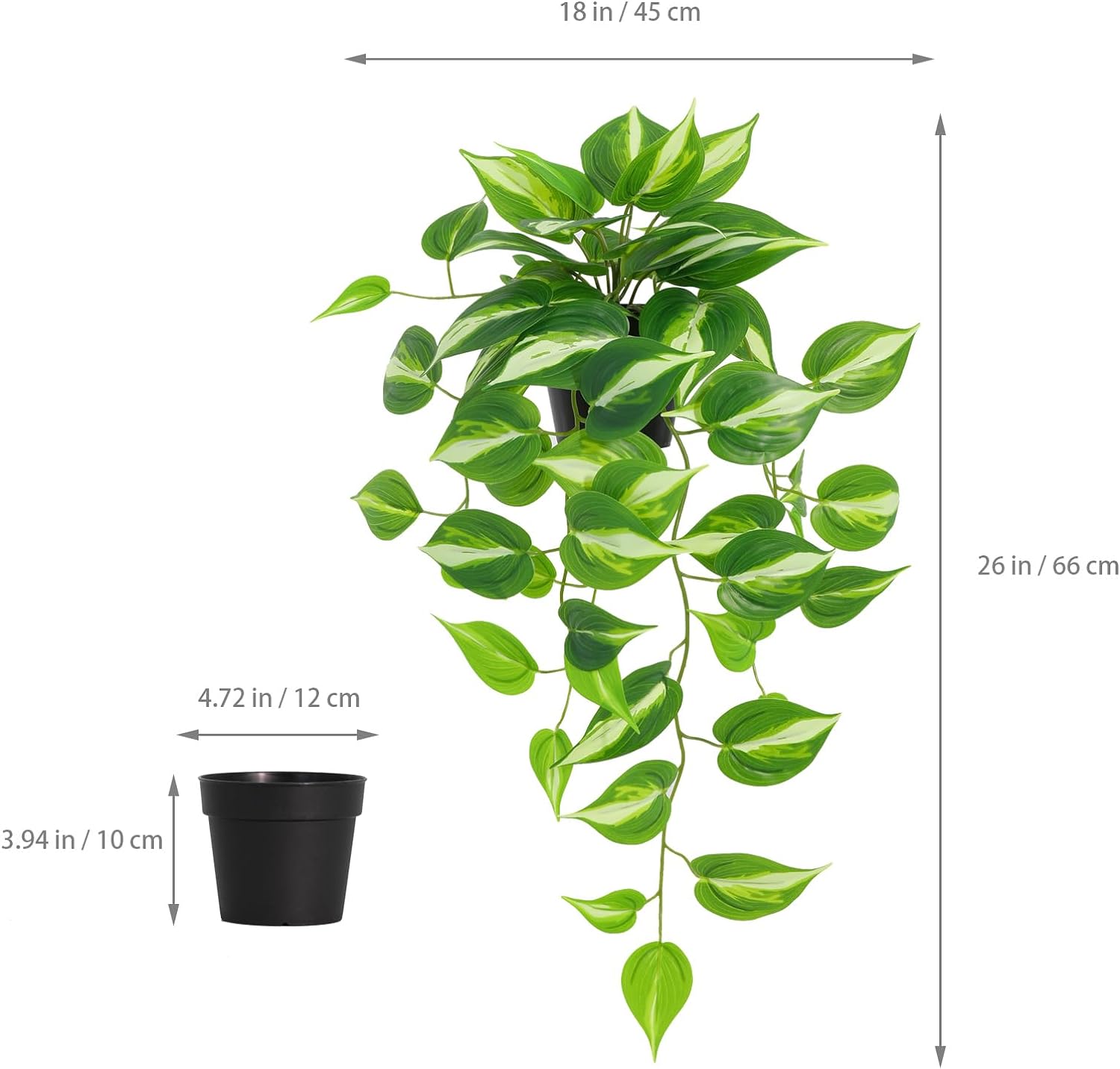 LuckyGreenery Artificial Devils Ivy Golden Pothos Hanging Plant 26in