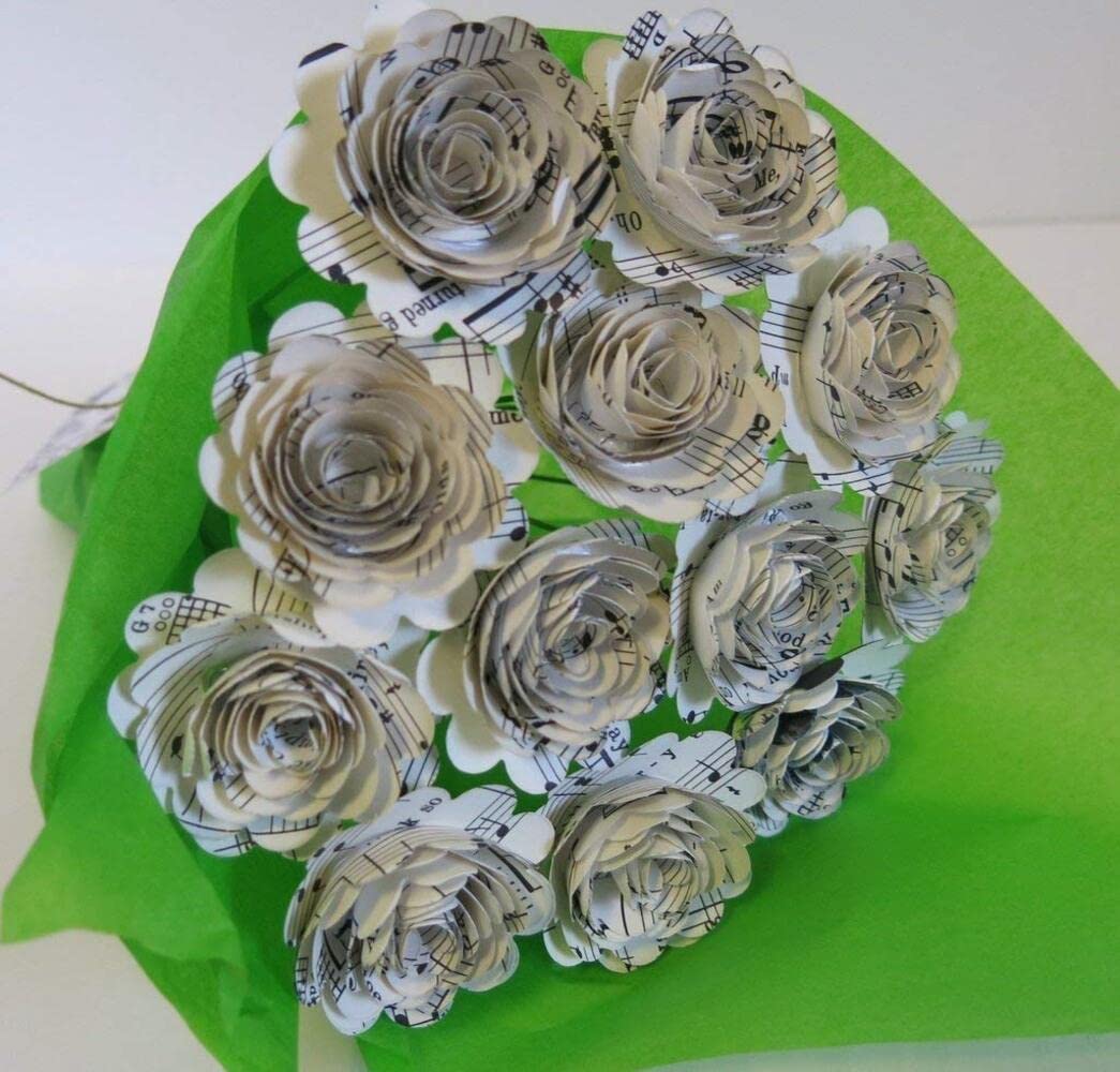 Scalloped Sheet Music Paper Roses for Wedding Centerpiece