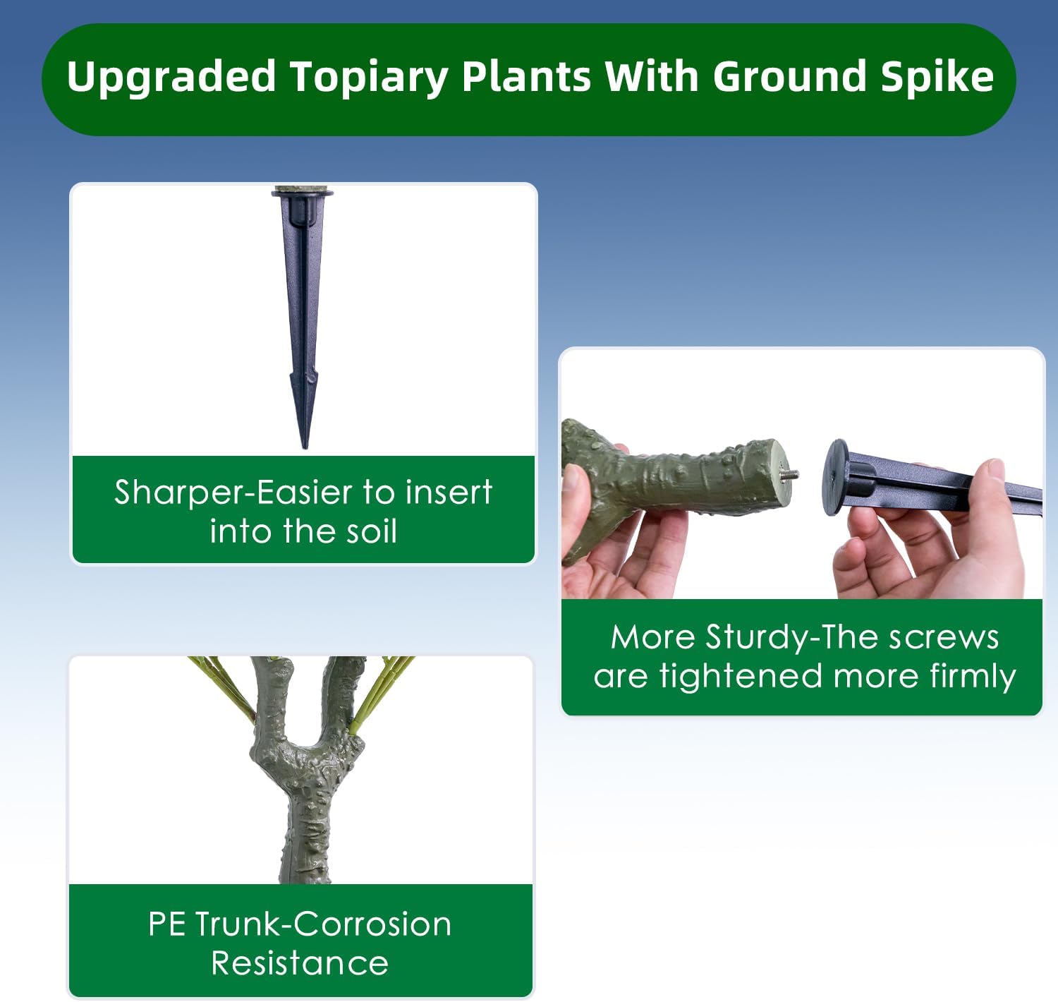Set of 4 Artificial Red Topiary Ball Trees with Metal Stakes