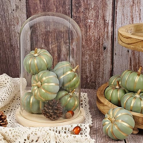 Whaline Green Artificial Pumpkins with Gold Edges 12Pcs