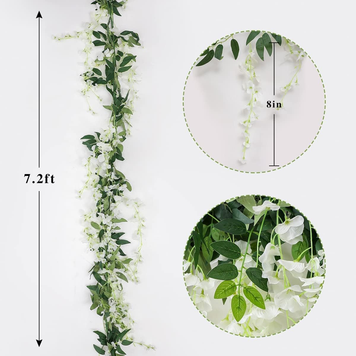 3 Pcs 72 Ft Artificial Wisteria Garland White