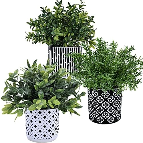 Winlyn 3-Pack Artificial Plants in Concrete Pots