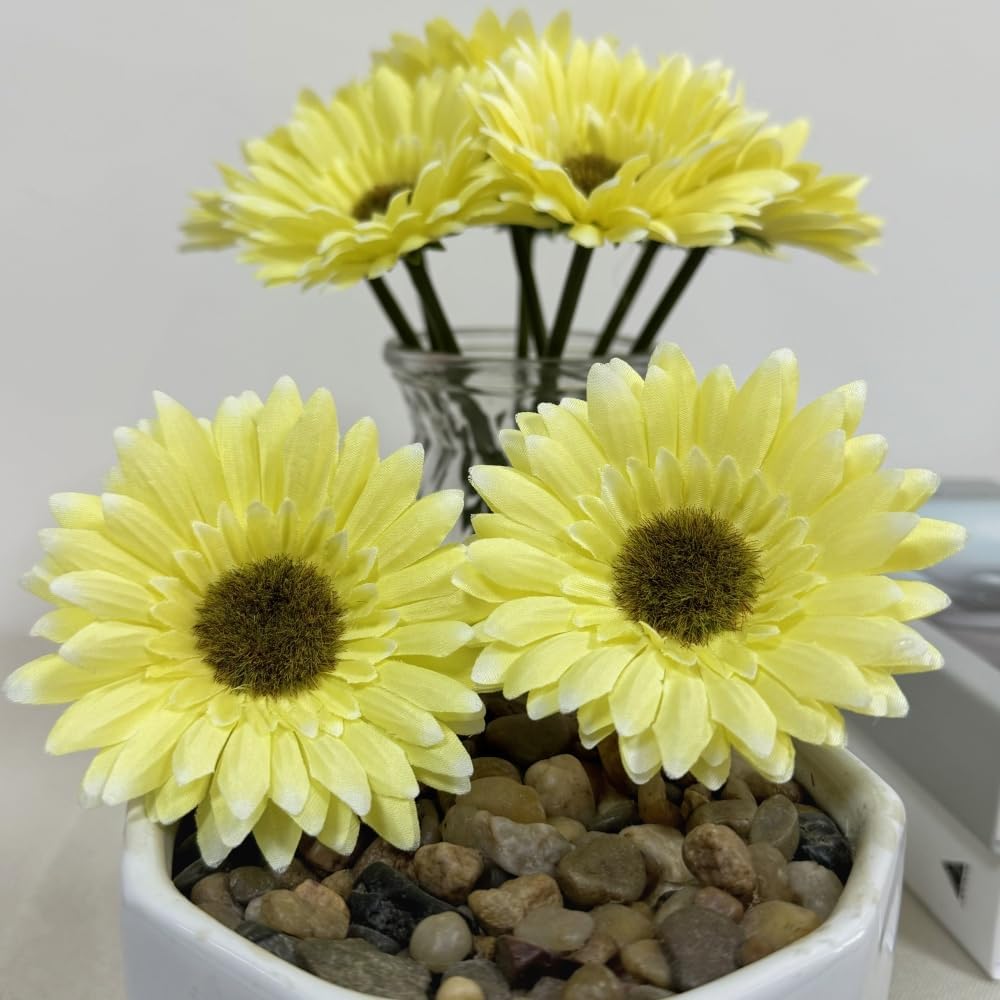 10PCS Artificial Daisy Silk Flowers for Home Decor Yellow