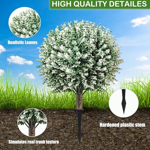 Realistic Artificial Topiary Ball Tree Set of 2