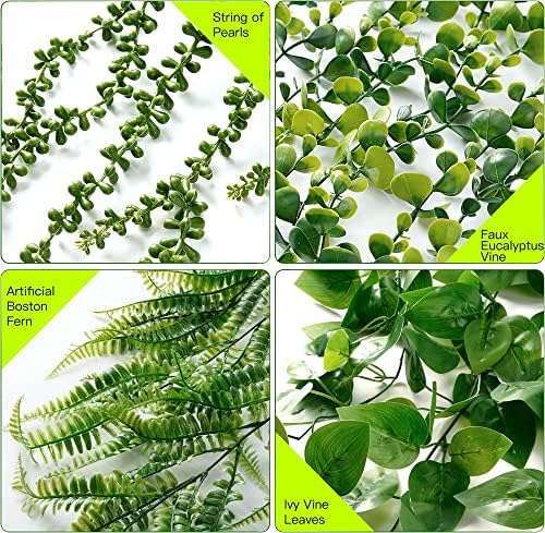 Sggvecsy 4 Pack Artificial Hanging Plants for Home Decor