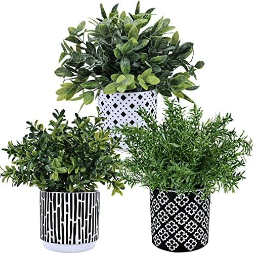 Winlyn 3-Pack Artificial Plants in Concrete Pots