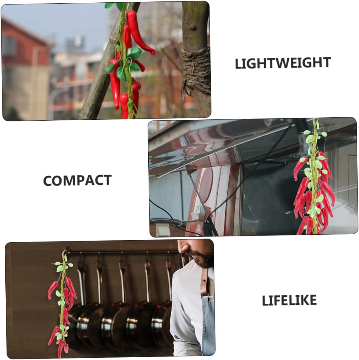 8pcs Realistic Hanging Chili Pepper Decor Strings