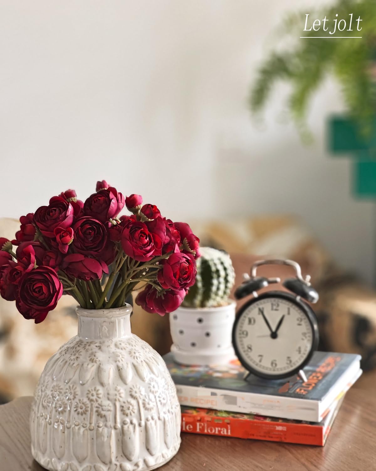 Letjolt 18 Pcs Dark Red Ranunculus Artificial Flowers Wedding Bouquets Centerpieces