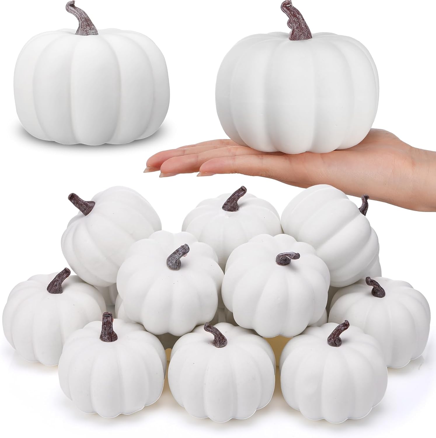 Liliful 4 Inch Artificial Foam Pumpkins 12 Pcs Fall Decor