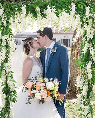 DearHouse 2Pcs 6Ft Artificial Wisteria Garland White