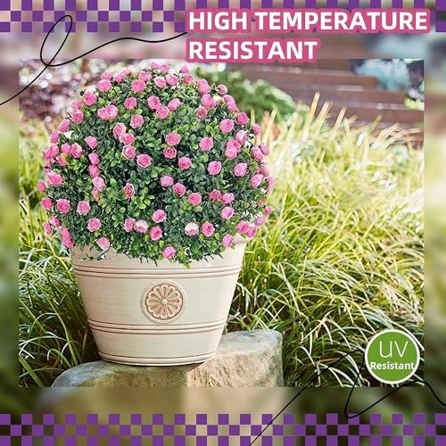 MRTAILOR Artificial Topiary Ball Pink Rose Trees 2 Set