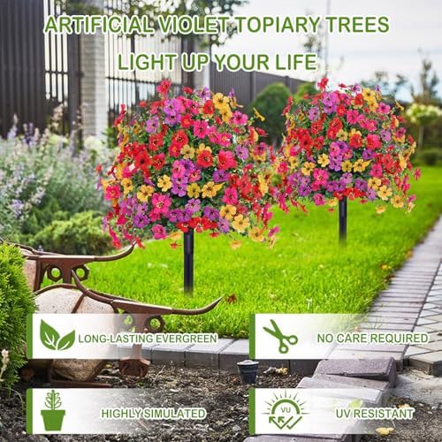 236in Artificial Violet Topiary with Ground Spikes