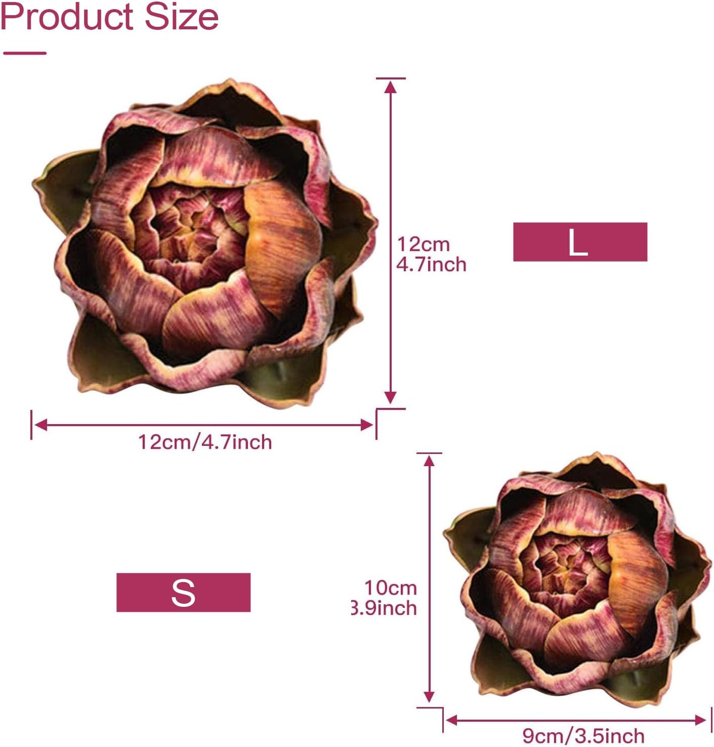 DKALIO Artificial Artichoke Decoration Purple Small 3 pcs