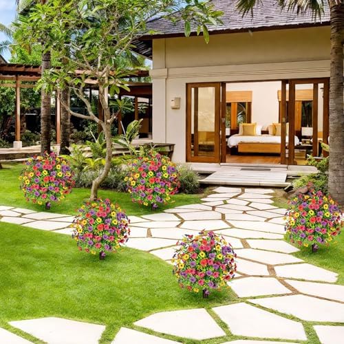 2 Pack 236 Inch Artificial Boxwood Topiary Trees