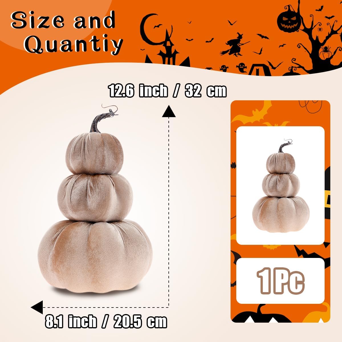 Gresorth 126 Inch Velvet Pumpkin Tower Decoration