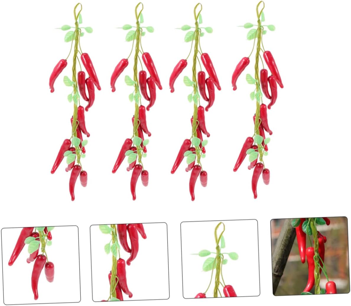 8pcs Realistic Hanging Chili Pepper Decor Strings