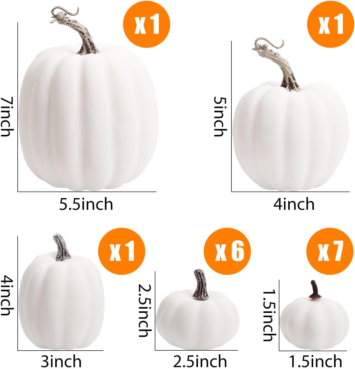 DomeStar Artificial White Pumpkins 16PCS