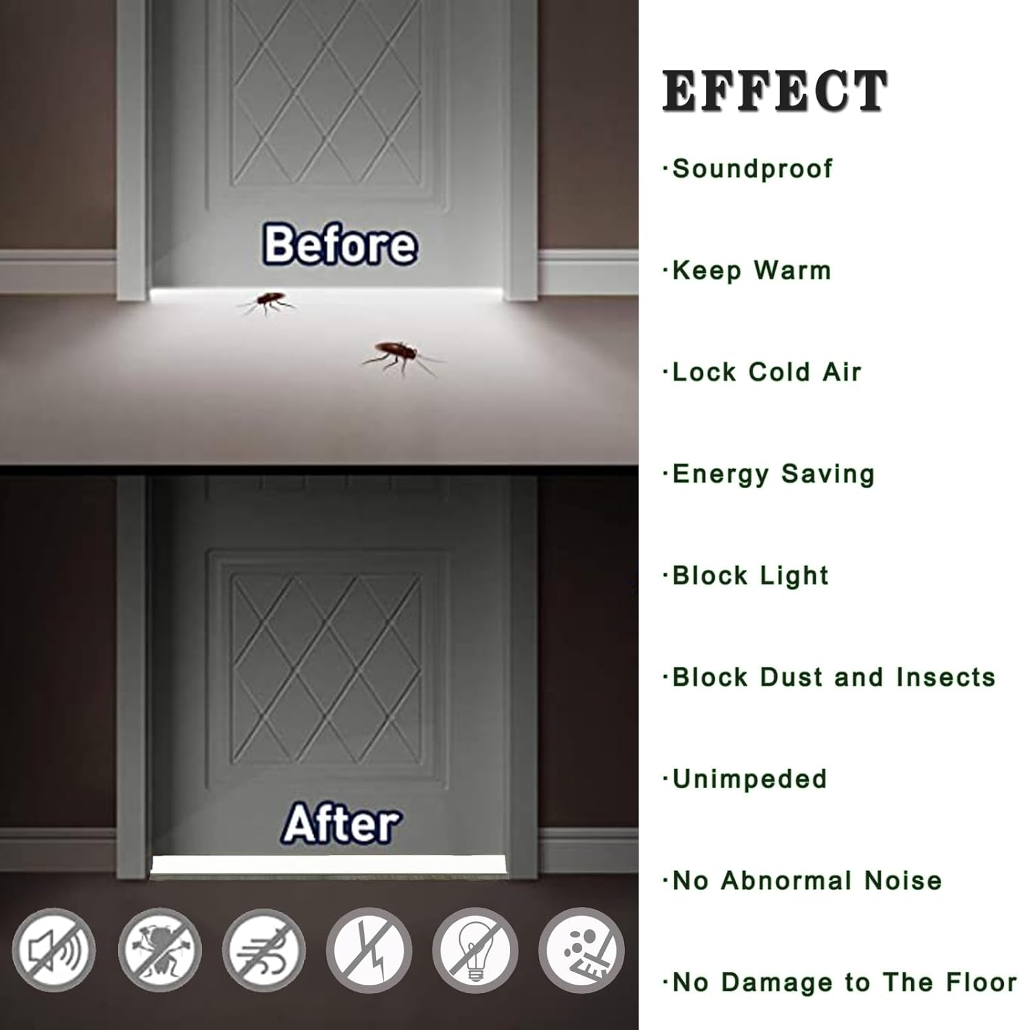 Yingd Door Draft Stopper with Brush 39 Inch Rubber Door Sweep