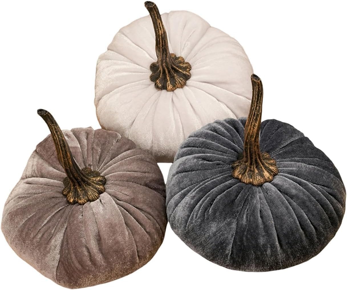 3pcs Artificial Velvet Pumpkins Decoration Set - Style A