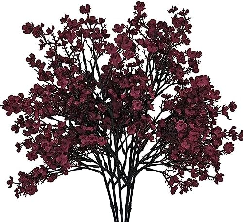 Mandys Burgundy Artificial Babys Breath Flowers 6 Bundles