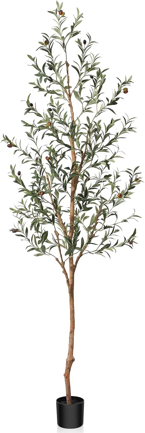 OAKRED 7FT Artificial Olive Tree with Natural Wood Trunk