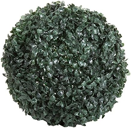 11in Pre-Lit Faux Boxwood Topiary with Solar Lights