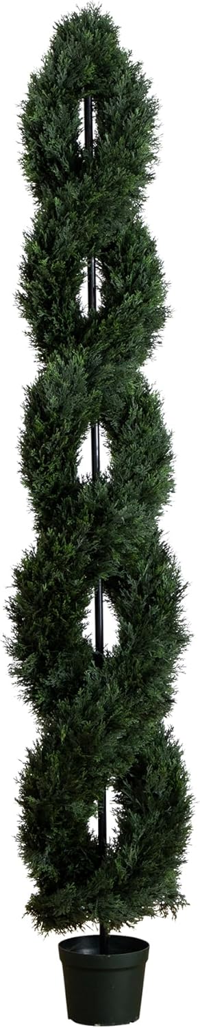Nearly Natural 8ft Double Pond Cypress Spiral Topiary UV Resistant
