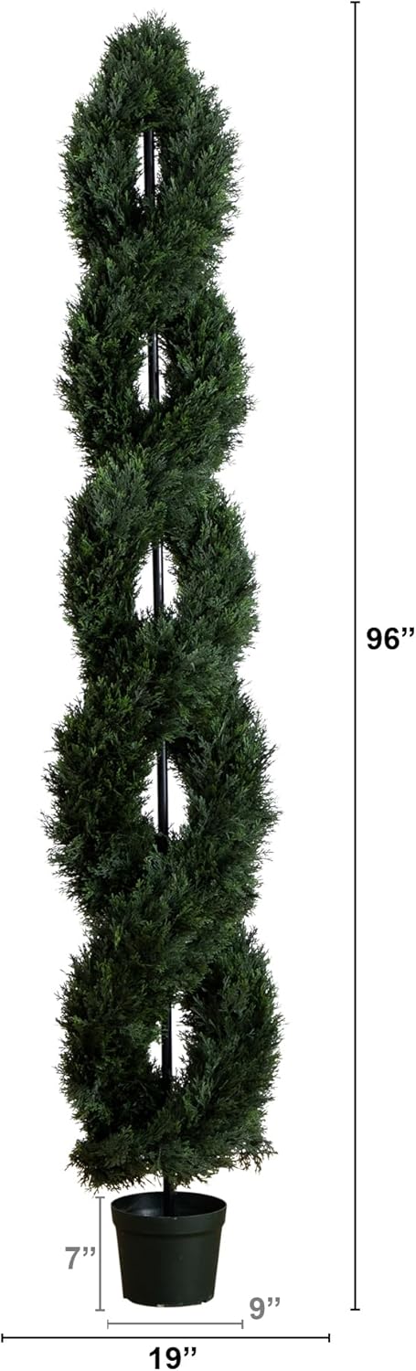 Nearly Natural 8ft Double Pond Cypress Spiral Topiary UV Resistant