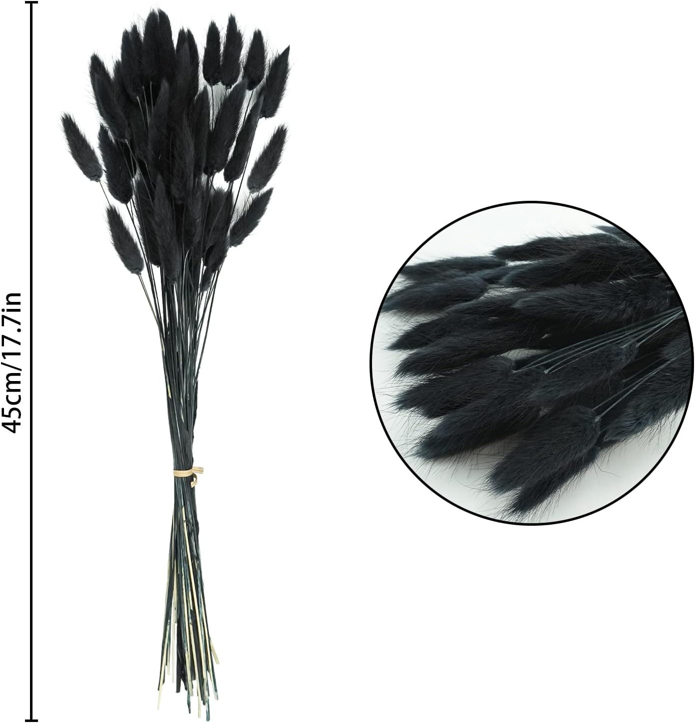 Uieke 17 Inch Black Dried Bunny Tails for Decor