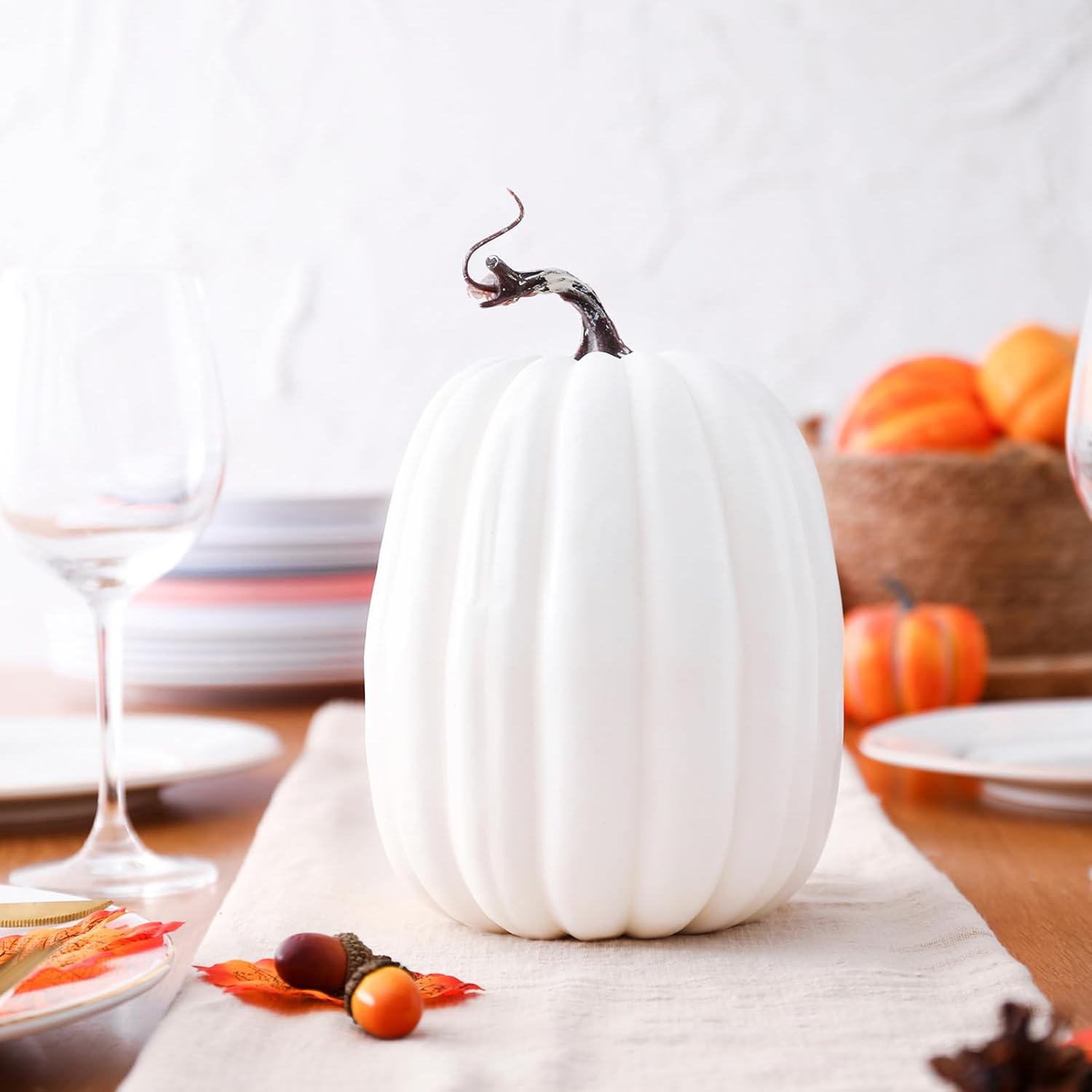 Large Fake Pumpkins for Fall Decor White 21cm15cm