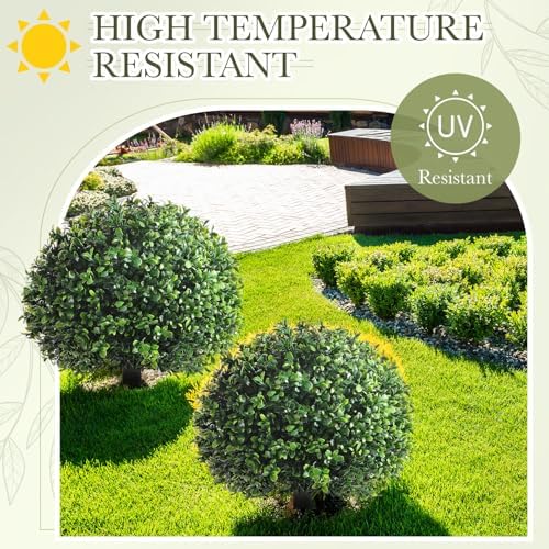 Yunlly 4 Pack 18 Inch Artificial Boxwood Topiary Trees