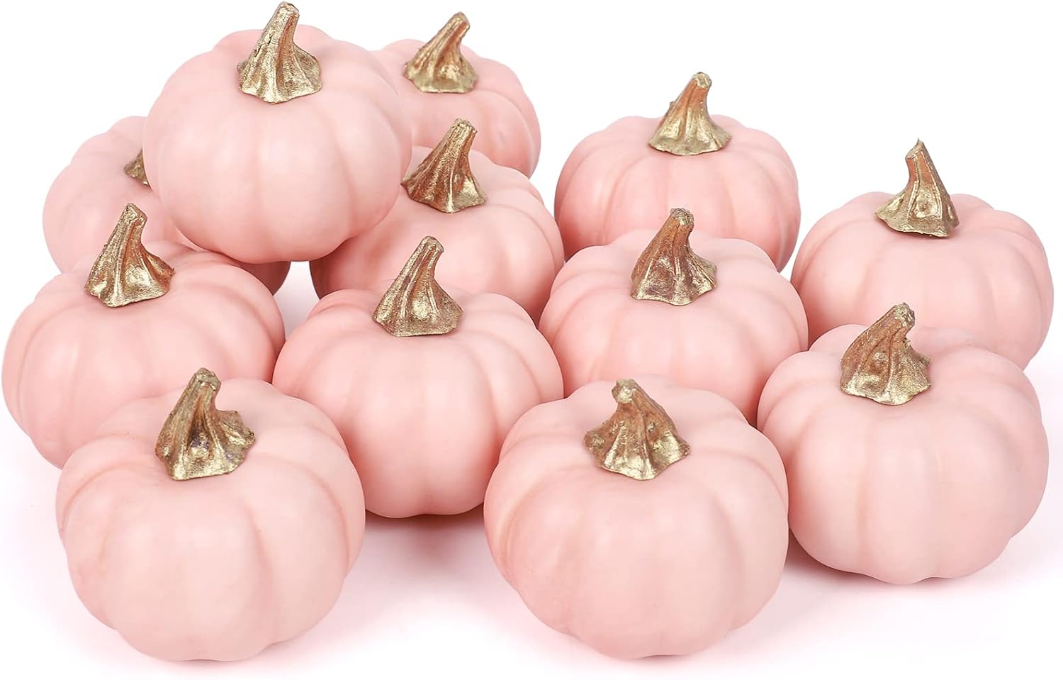 Whaline Artificial Pink Pumpkins 12pcs Bulk Fall Decor